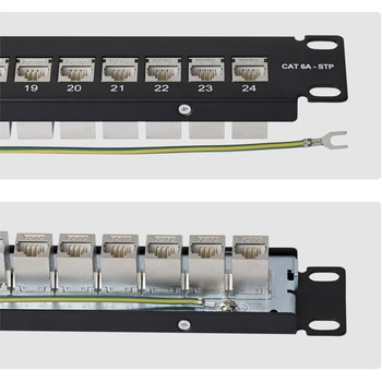 注文コード:03575149 パッチパネル/1U/フィードスルー型/Cat6a 24ポート/シールドSTP RJ45/ケーブル管理バー付属/カテゴリ6A ラックマウント用 イーサネットパネル - StarTech.com