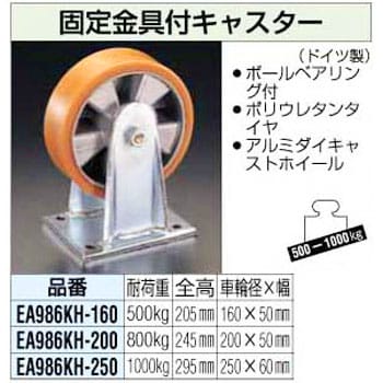 EA986KH-250 250mm 固定金具付キャスター 1個 エスコ 【通販モノタロウ】 03717384