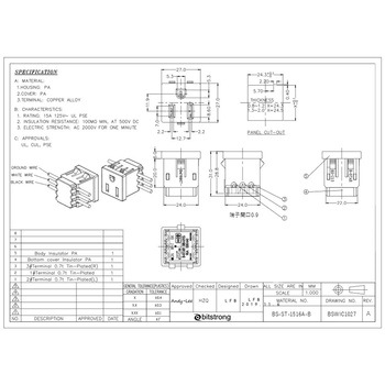 注文コード:03764106 パネルマウントAC電源コンセント(接地2P 15A/125V,20A/125V,20A/250V) - bitstrong(ビットストロング)