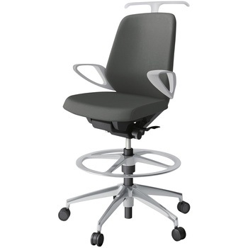 注文コード:03992445 ノートチェア ハイポジションタイプ ローバック 固定肘 ハンガー ランバーサポート付 クロスPV アルミ脚<配送時組立サービス付> イトーキ