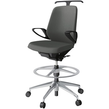 注文コード:03992488 ノートチェア ハイポジションタイプ ローバック 固定肘 ハンガー ランバーサポート付 クロスPV アルミ脚<配送時組立サービス付> イトーキ