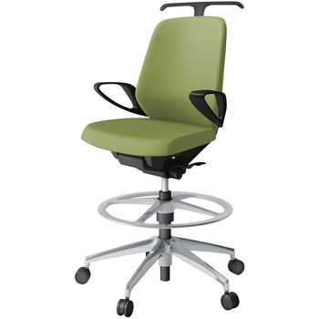 注文コード:03992506 ノートチェア ハイポジションタイプ ローバック 固定肘 ハンガー ランバーサポート付 クロスPV アルミ脚<配送時組立サービス付> イトーキ