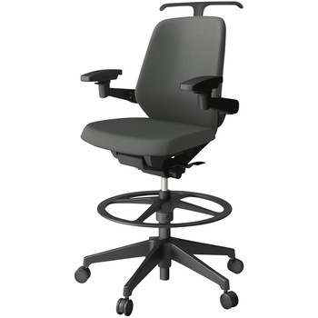 注文コード:03993486 ノートチェア ハイポジションタイプ ローバック 可動肘 ハンガー ランバーサポート付 クロスPV 樹脂脚<配送時組立サービス付> イトーキ