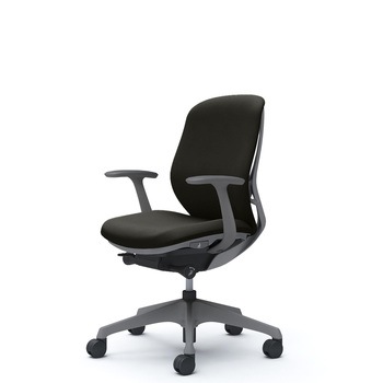 注文コード:04050336 シルフィー 固定肘 背クッション ロー ダークグレーボディ ハンガー無 ランバー無 樹脂脚 - オカムラ(岡村製作所)