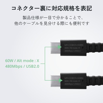 注文コード:04087339 巻き取り式充電ケーブル USB-C to C 0.9m PD最大60W 片側引き出し コンパクト 最大480Mbps データ転送対応 - エレコム