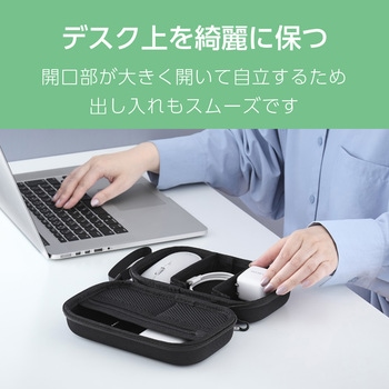 注文コード:04087391 ガジェットポーチ 衝撃保護 充電器 ケーブル収納 セミハードケース ストラップ・カラビナ付き 出張 旅行 - エレコム