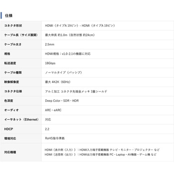注文コード:04088301 カール コードタイプ HDMI ケーブル - Vodaview