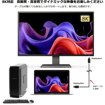 注文コード:04088328 極細 DisplayPort ケーブル ケーブル太さ 3.6mm - Vodaview