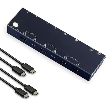 注文コード:04128919 USB-C 切替BOX 1:パソコン切替機能 2:モニタ2台接続 3:Hub機能(USB/LAN/audio/PD100W) バスパワー(電源不要) 1.0m接続ケーブル2本付 - Vodaview