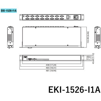 注文コード:04270039 シリアルデバイスサーバー 1Uラックマウント型(RS-232/422/485・8/16ポート|EKI-1526/1528) - Advantech(アドバンテック)
