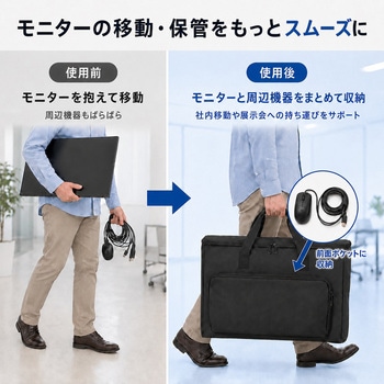注文コード:04280198 モニター収納バッグ 24 / 27インチ以下対応 持ち運び用 保護ケース 衝撃吸収 クッション入り ブラック - メディアカバーマーケット