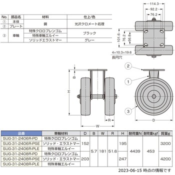 注文コード:04349042,04350566,04349586,04348929,04351239,04351449 重量用キングピンレスキャスター双輪プレートタイプ - LAMP(スガツネ工業)