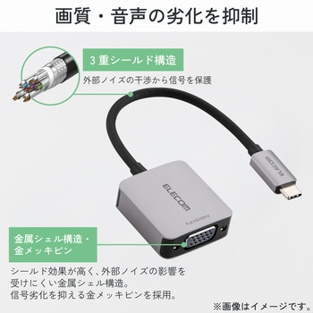 注文コード:04590998 USB-C to VGA 変換アダプタ Full HD 1920×1080px 60Hz ディスプレイ 複製・拡張 - エレコム