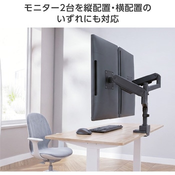 注文コード:04680842 液晶モニターアーム メカニカルスプリング 2画面 クランプ/グロメット式 - グリーンハウス