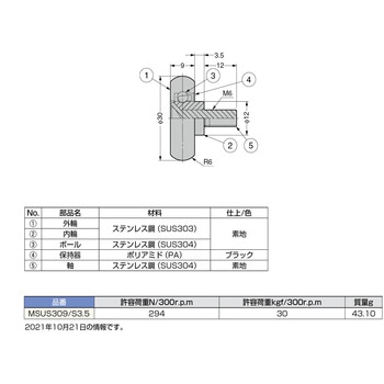 注文コード:04689838 非磁性体SUS鋼ベアリング - LAMP(スガツネ工業)