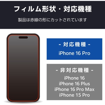 注文コード:04817621 iPhone 16 Pro ガラスフィルム 高透明 ブルーライトカット 表面硬度10H 指紋防止 飛散防止 気泡防止 - エレコム