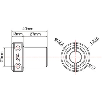 注文コード:04884009 コンバージョン アダプターFrom Φ13mm to Φ22.2mm - ZETA RACING(ジータレーシング)