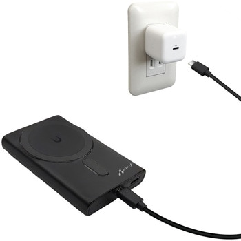 注文コード:05135038 リン酸鉄モバイルバッテリー5000mAh マグセーフ、スタンド、インジケーター付 BK MBLS5000MGSBK - エアージェイ