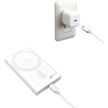 注文コード:05135221 リン酸鉄モバイルバッテリー5000mAh マグセーフ、スタンド、インジケーター付 WH MBLS5000MGSWH - エアージェイ