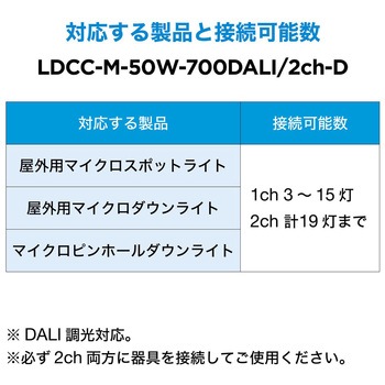 注文コード:05285967 LED用定電流電源(DALI調光対応)LDCC-50W-700DALI/2ch-D(定格出力:700mA 定格電流:8~55V) - TOKISTAR