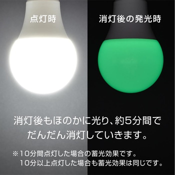 注文コード:05286789 蓄光LED電球 E26 60形相当 広配光 密閉形器具対応 - オーム電機