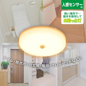 注文コード:05286972 LEDミニシーリングライト 人感センサー 電球色 - オーム電機