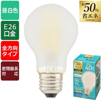 注文コード:05287121 省エネLED電球 E26 40形相当 全方向タイプ 密閉形器具対応 - オーム電機
