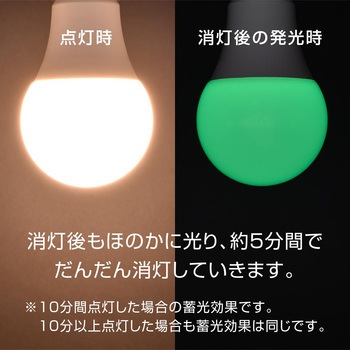 注文コード:05287130 蓄光LED電球 E26 40形相当 広配光 密閉形器具対応 - オーム電機