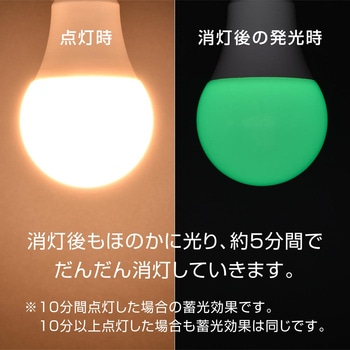 注文コード:05287139 蓄光LED電球 E26 60形相当 広配光 密閉形器具対応 - オーム電機