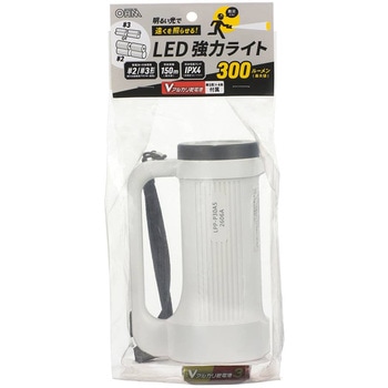 注文コード:05287148 LED強力ライト 300lm IPX4 単2・単3形対応 - オーム電機