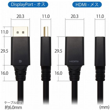 注文コード:05668962 映像変換アダプタ DisplayPort→HDMI変換アダプタ 10cm DisplayPortオス-HDMIメス - ホーリック