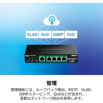 注文コード:05671177 5ポートギガビットPoE++受電対応マネージドスイッチ(PoEパススルー機能搭載) - TRENDnet
