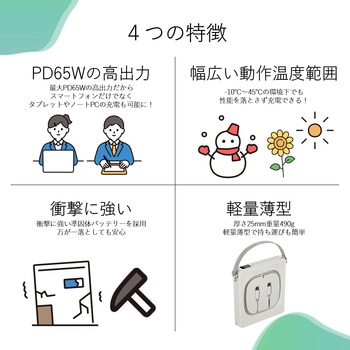 注文コード:05691398 準固体式モバイルバッテリー (77Wh/20,000mAh) - グリーンハウス