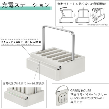 注文コード:05691407 準固体式モバイルバッテリー 5連充電ステーション - グリーンハウス