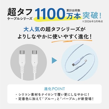 注文コード:05729907,05730291,05729986,05730501,05729749,05729968,05730221,05729846,05730099,05729828,05729959,05730519,05730476,05729889,05730440,05729810,05729871,05729767,05730117,05730492 耐屈曲12万回 PD60W充電/データ転送対応USB Type-C to USB Type-C 超タフケーブル - OWLTECH(オウルテック)