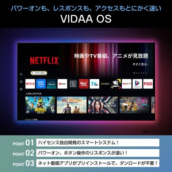 注文コード:05802802 4K液晶テレビ スマートテレビ ネット動画対応 外付けHDD録画対応 50インチ - Hisense(ハイセンス)