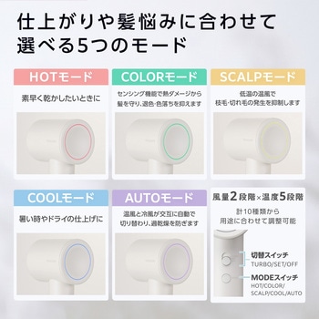 注文コード:05893251 ドライヤー 速乾 大風圧 ヘアカラー色落ち抑制 センシング機能搭載 マイナスイオン 静電気抑制 軽量 静音 - テスコム