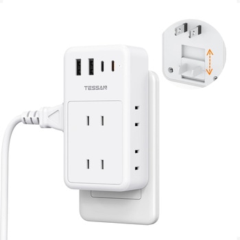 注文コード:06078340 薄型電源タップ 6AC+2USB-A+2USB-C - TESSAN