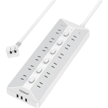 注文コード:06078401 薄型電源タップ 延長コード2m 12AC+1USB-A+2USB-C - TESSAN