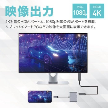 注文コード:06087826 USB Type-C 4in1 ドッキングステーション(USB PD/87W・HDMI/4K・VGA/1080p・USB3.0/Type-A) - トライメイト