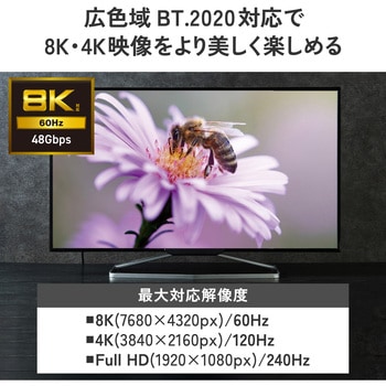 注文コード:06087887,06087921,06087982 HDMI延長ケーブル 0.5m/1m/2m 8K/60Hz 4K/120Hz 最大48Gbps HDMI2.1 ウルトラハイスピード HDR・eARC・VRR対応 - エレコム