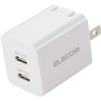 注文コード:06087939 USB Type-C 充電器 最大20W 2ポート 小型 軽量 折りたたみプラグ 高速充電 PSE適合 iPhone/Android等対応 - エレコム