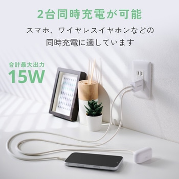 注文コード:06087939 USB Type-C 充電器 最大20W 2ポート 小型 軽量 折りたたみプラグ 高速充電 PSE適合 iPhone/Android等対応 - エレコム