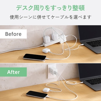 注文コード:06087957 充電器 最大100W 3ポート USB-C×3 GaN II採用 USB PD/PPS対応 高出力 コンパクト 折り畳みプラグ - エレコム