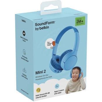 注文コード:06114959 SoundForm Mini 2 子供用ワイヤレスヘッドホン ブルー - BELKIN(ベルキン)