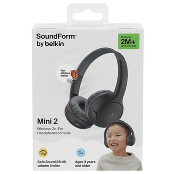 注文コード:06114968 SoundForm Mini 2 子供用ワイヤレスヘッドホン ブラック - BELKIN(ベルキン)