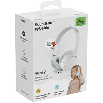 注文コード:06114977 SoundForm Mini 2 子供用ワイヤレスヘッドホン ホワイト - BELKIN(ベルキン)