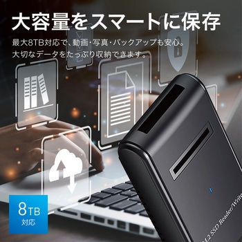 注文コード:06115422 M.2 SSD USBアダプタ NVMe SATA 両対応 USB3.1 Type-C 10Gbps 8TB対応 直挿し ドック 工具不要 - トライメイト