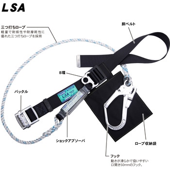 注文コード:06163496 胴ベルト型”LSA”(三つ打ちロープ)スタンダードタイプ - ツヨロン(藤井電工)