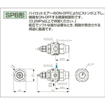 注文コード:06185056,06185099,06189728 微霧発生2流体ノズル 小噴量扇形 BIMV(サクションタイプ) - いけうち